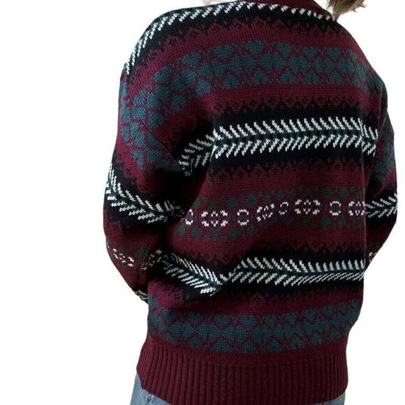 Vintage 1980s Crew Neck Geometric Ugly Christmas Sweater Preppy Sz M - Picture 6 of 6